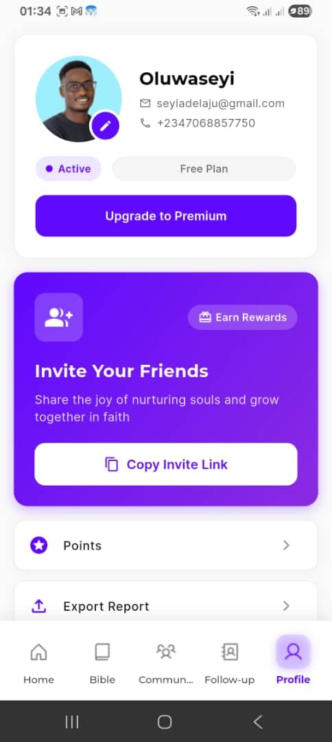 DiscipleDeck mobile profile screen